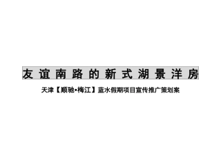 天津顺驰梅江蓝水假期项目宣传推广策划案(1)