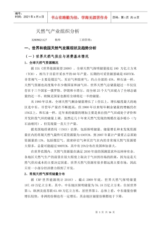 天然气产业组织分析