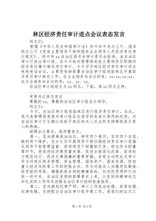 林区经济责任审计进点会议表态发言稿