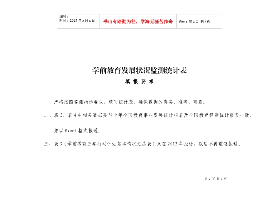 学前教育发展状况监测表_第2页