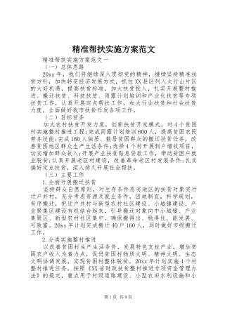 精准帮扶实施方案范文