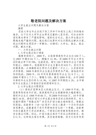 敬老院问题及解决方案
