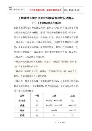 如何了解各品牌之间的区别及建材促销的圈套