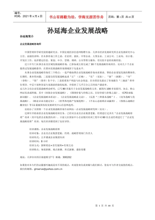 孙延海企业发展战略一