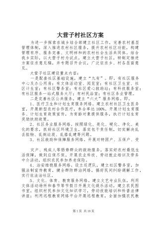 大营子村社区方案