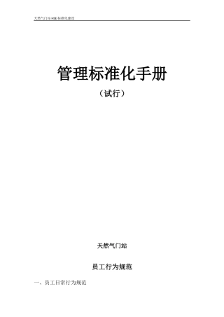天然气门站HSE标准化建设管理标准化手册