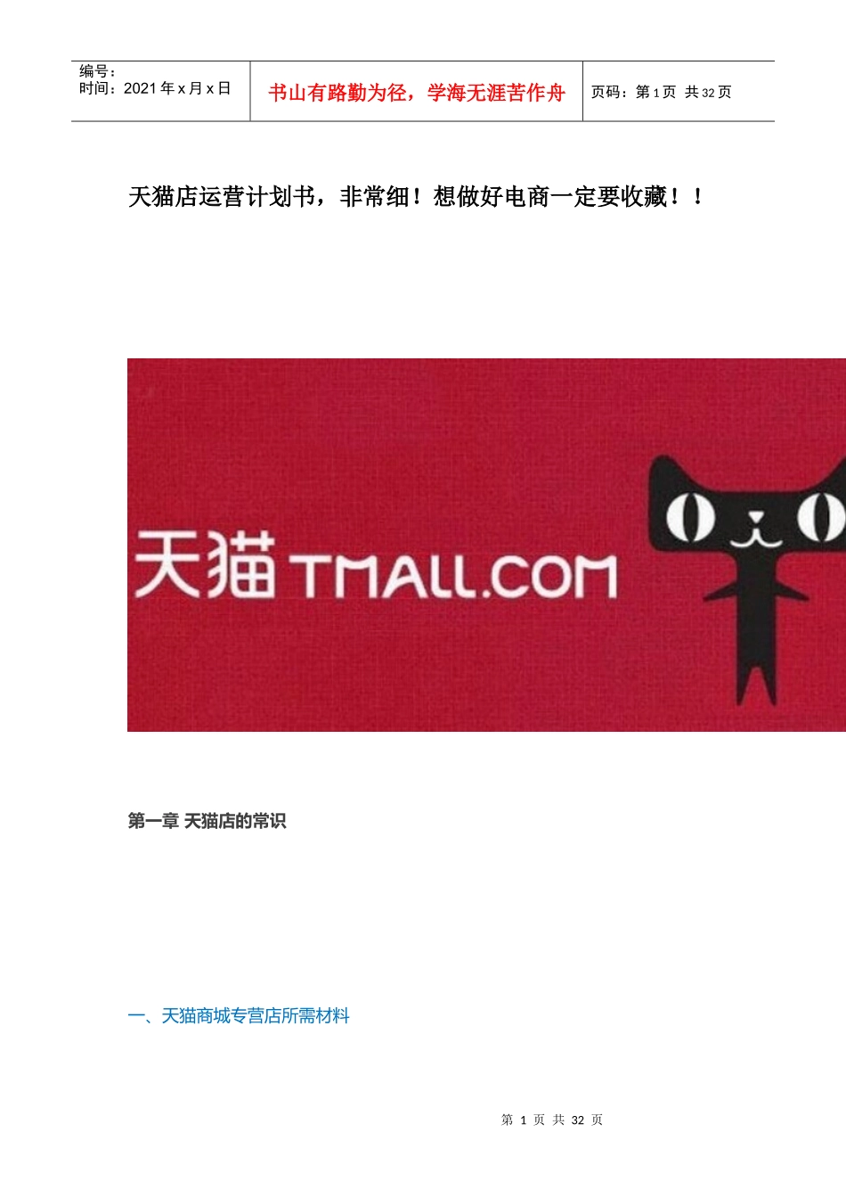 天猫运营策划书_第1页