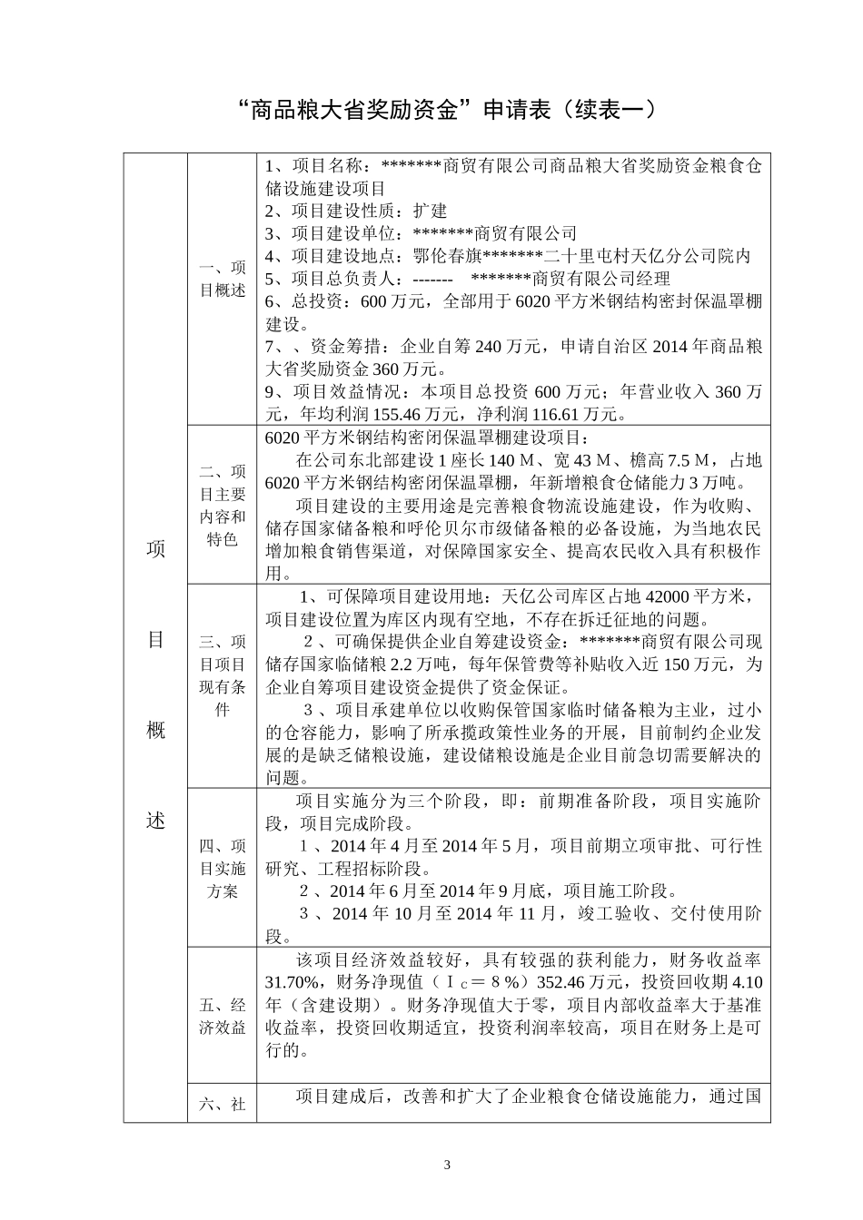 奖励资金建设项目申请书及可行性报告_第3页