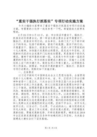 “重实干强执行抓落实”专项行动实施方案