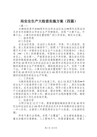 局安全生产大检查实施方案（四篇）