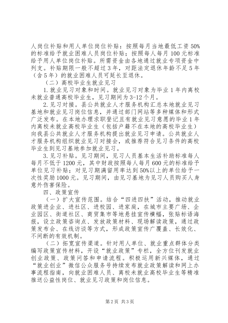 XX年就业扶持工程提升实施方案_第2页