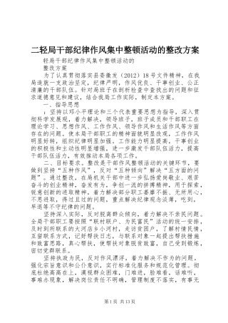 二轻局干部纪律作风集中整顿活动的整改方案