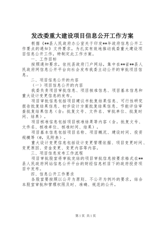 发改委重大建设项目信息公开工作方案