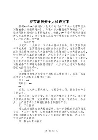 春节消防安全大检查方案