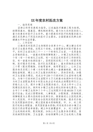 XX年度农村医改方案