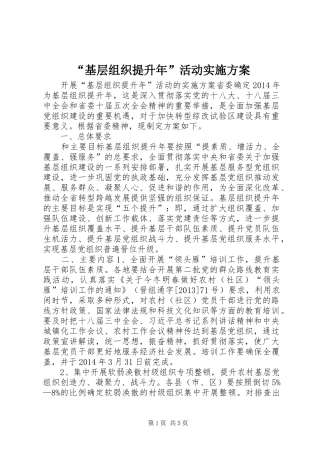 “基层组织提升年”活动实施方案
