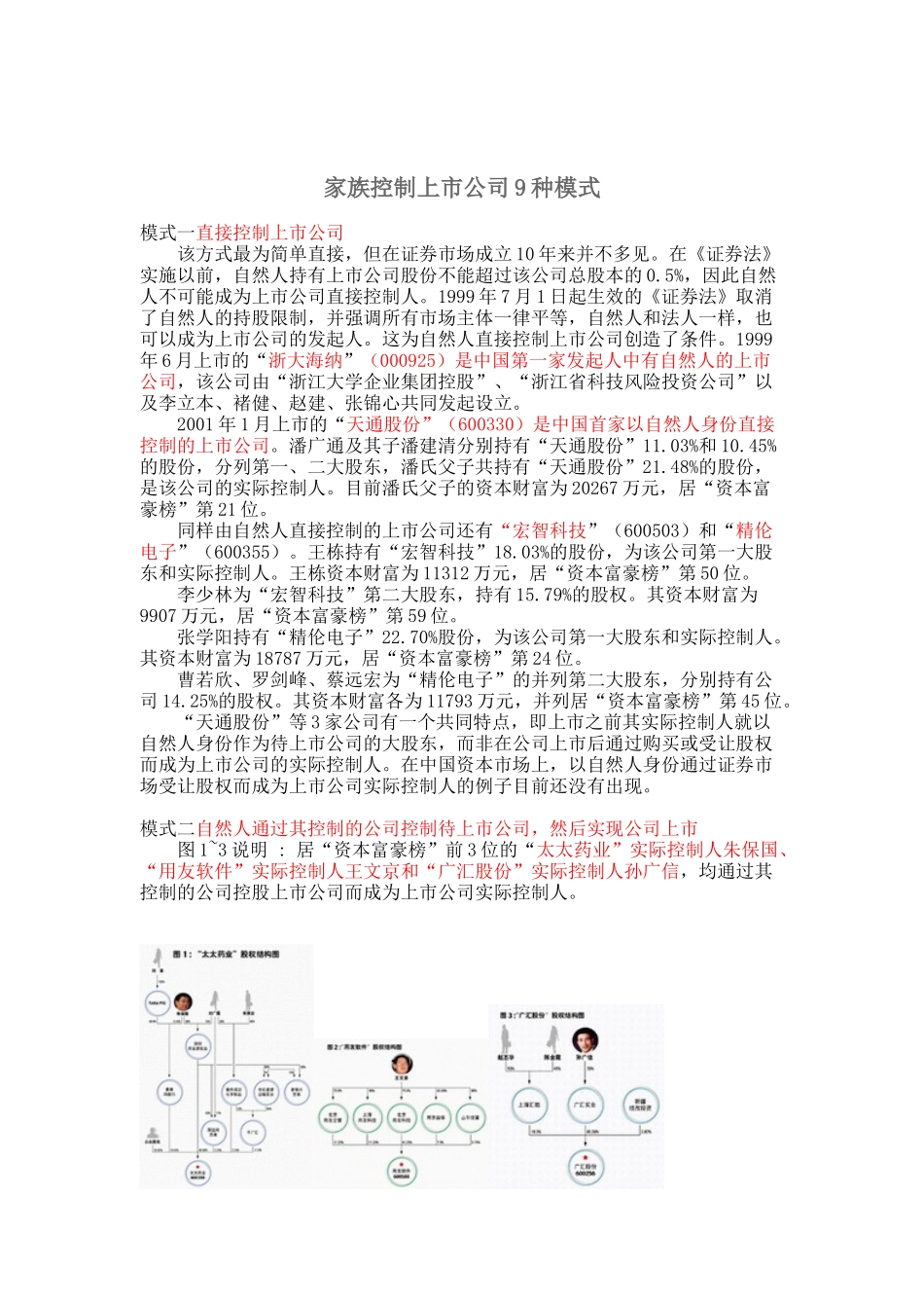 家族控制上市公司的9种模式_第1页