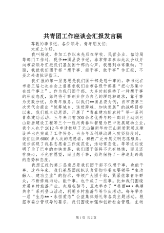 共青团工作座谈会汇报发言