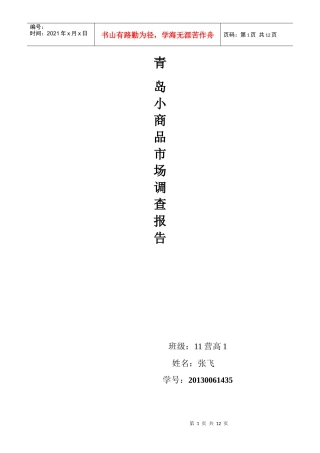 小商品市场调查报告