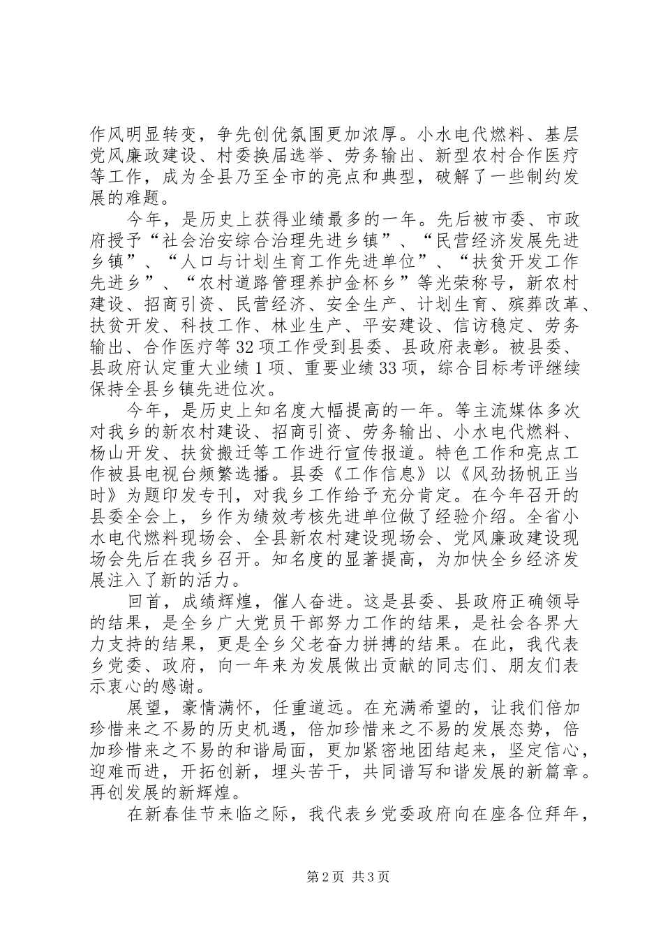 乡党委书记在新春会议上的发言稿_第2页
