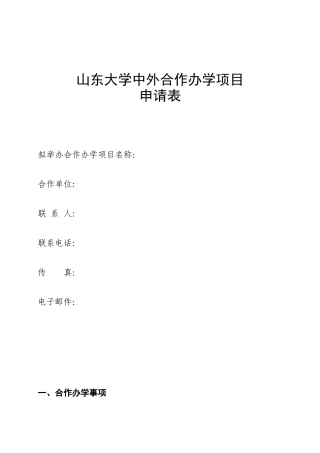 山东大学中外合作办学项目