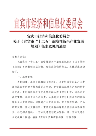 宜宾市“十二五”战略性新兴产业发展规划