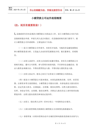 小额贷款公司运作流程精要
