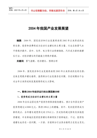 对我国产业发展展望