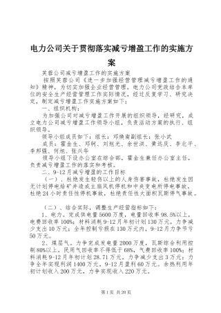 电力公司关于贯彻落实减亏增盈工作的实施方案