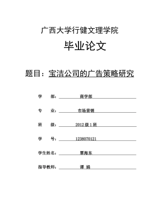 宝洁公司的广告策略研究