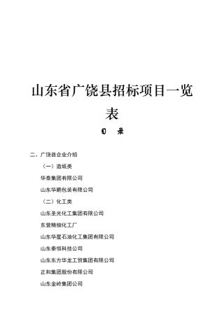 山东省广饶县招标项目一览表