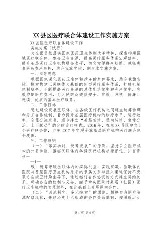 XX县区医疗联合体建设工作实施方案