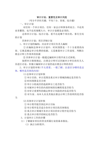 审计计划&重要性及审计风险