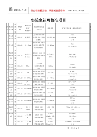 实验室认可校准项目