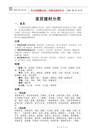 家居建材分类及品牌企业