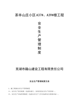 小区楼工程施工现场安全生产管理制度汇编