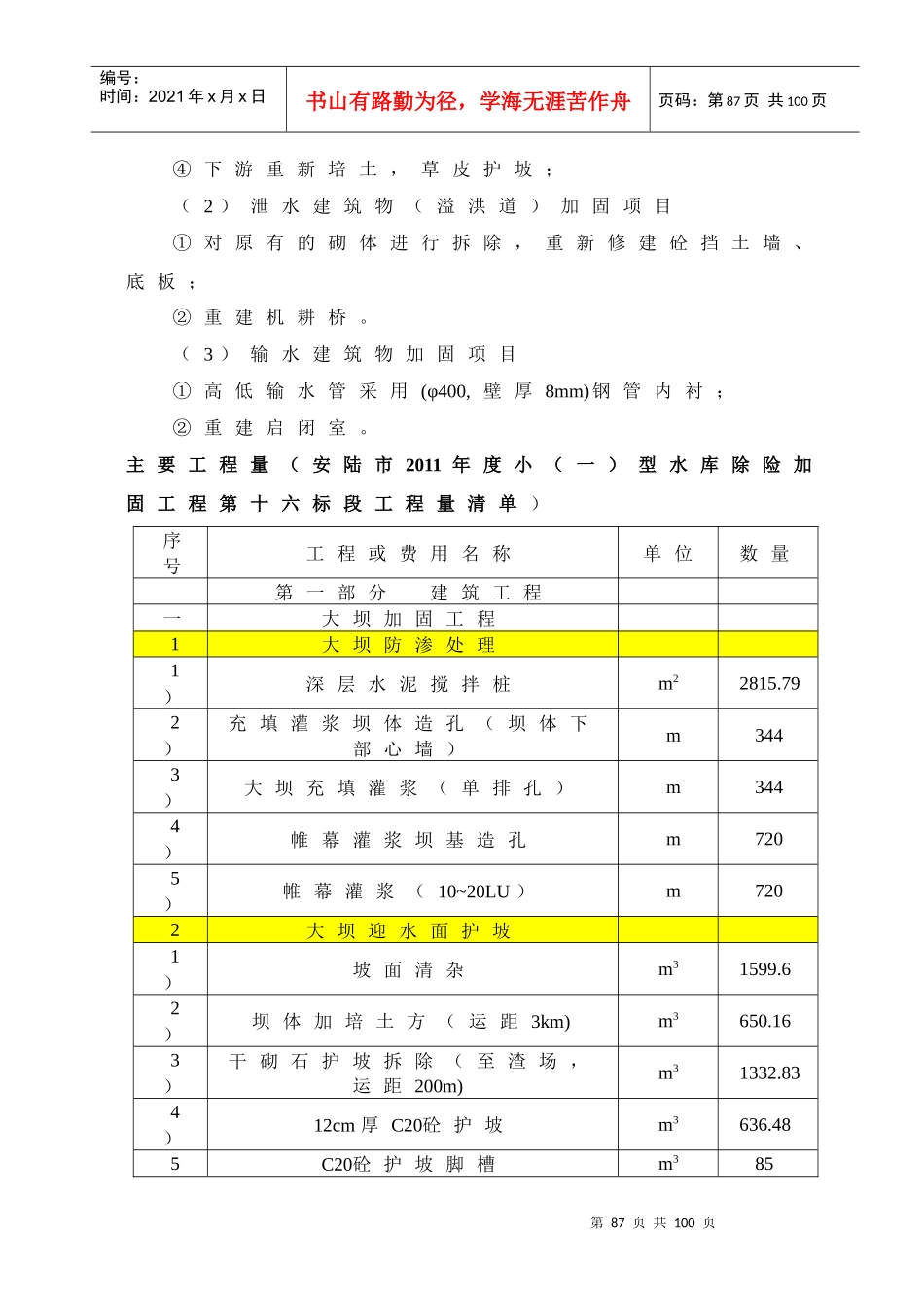 安陆塔山16标水库施工组织设计_第2页