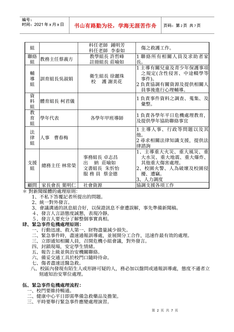 屏东县佳义国民小学紧急事件危机处理实施计画_第2页