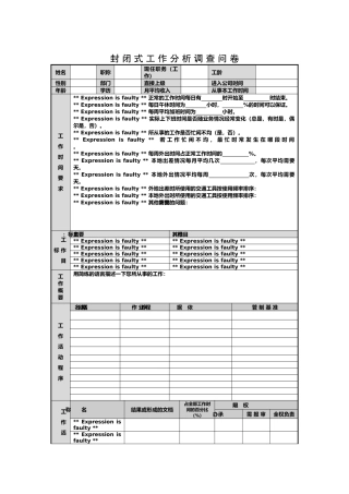 封闭式工作分析调查问卷