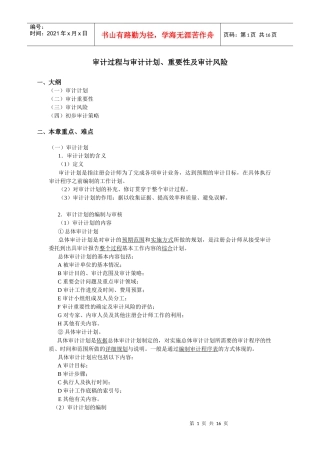 审计过程与审计计划、重要性及审计风险