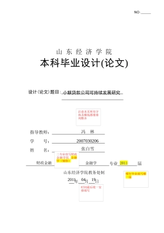 小额贷款公司的可持续发展探讨