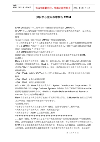 小型组织推行CMM