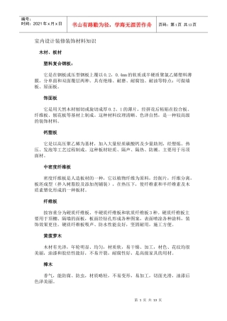室内设计装修装饰材料知识