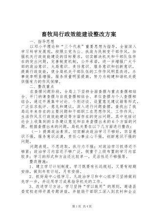 畜牧局行政效能建设整改方案