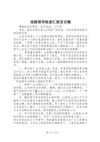 迎接领导检查汇报发言稿范文