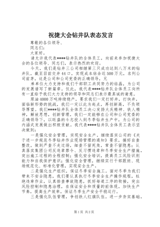 祝捷大会钻井队表态发言稿