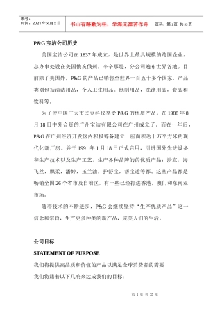 宝洁公司—食品策划提案