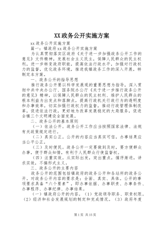 XX政务公开实施方案