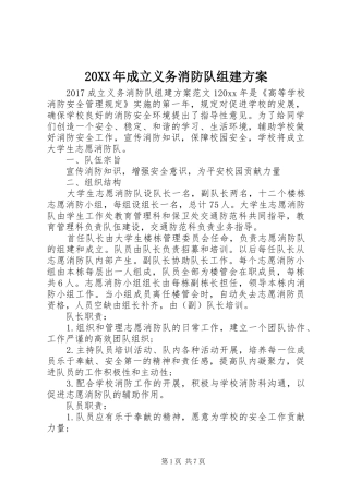 20XX年成立义务消防队组建方案