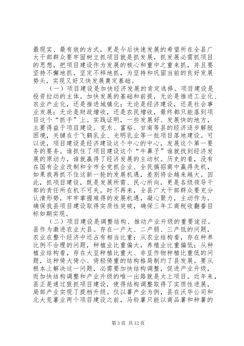 县大项目建设推进大会发言稿_第3页